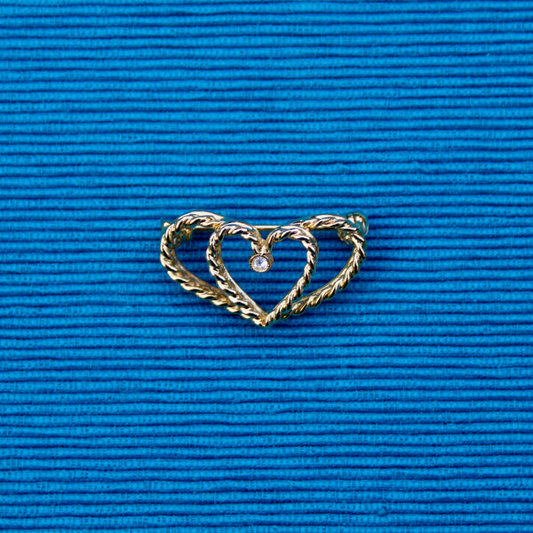 Double Heart Brooch