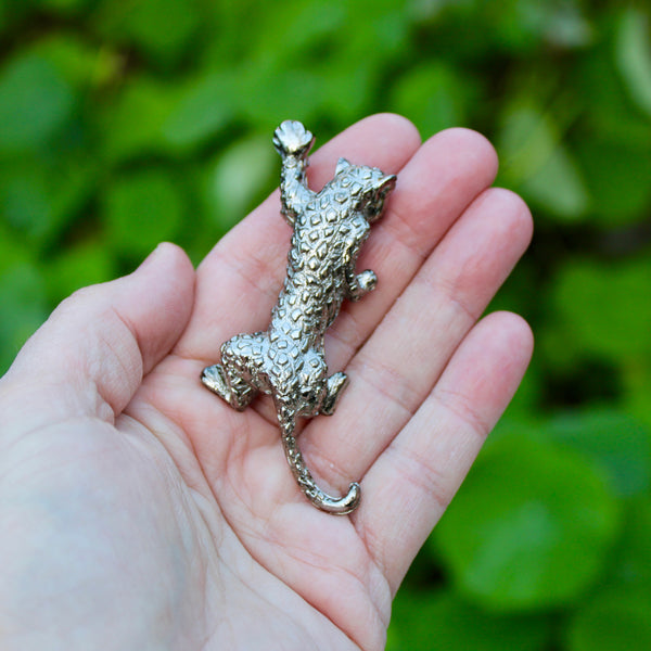 Leopard Silver Brooch