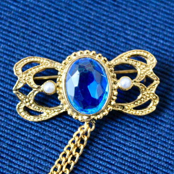 Vertical Doublet Brooch Blue