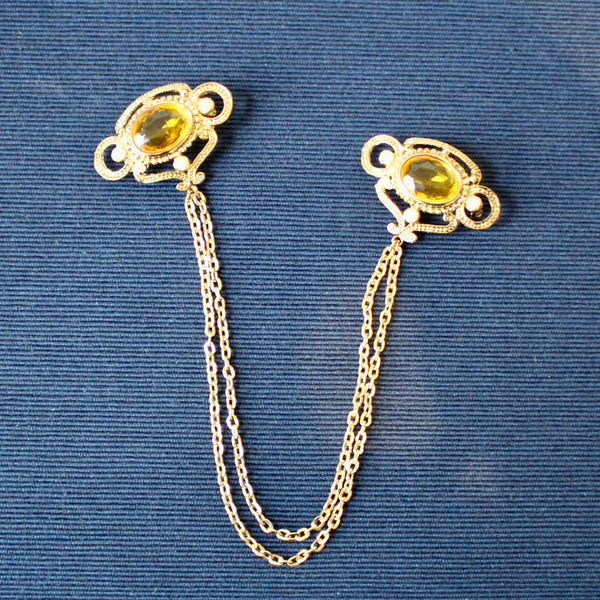 Triple Pearl Doublet Brooch Yellow