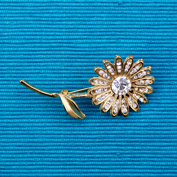 Rhinestone Daisy Brooch