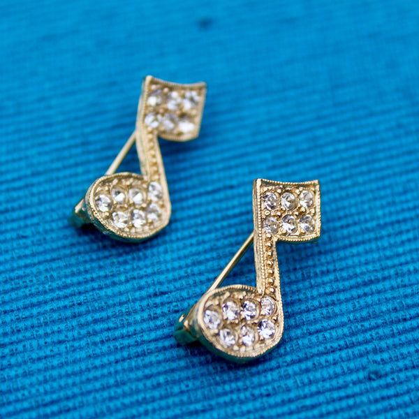 Gold Rhinestone Music Notes