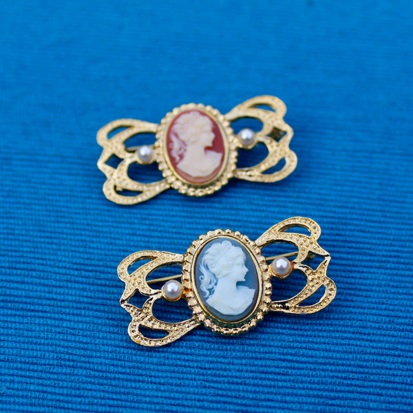 Cameo and Pearl Brooches