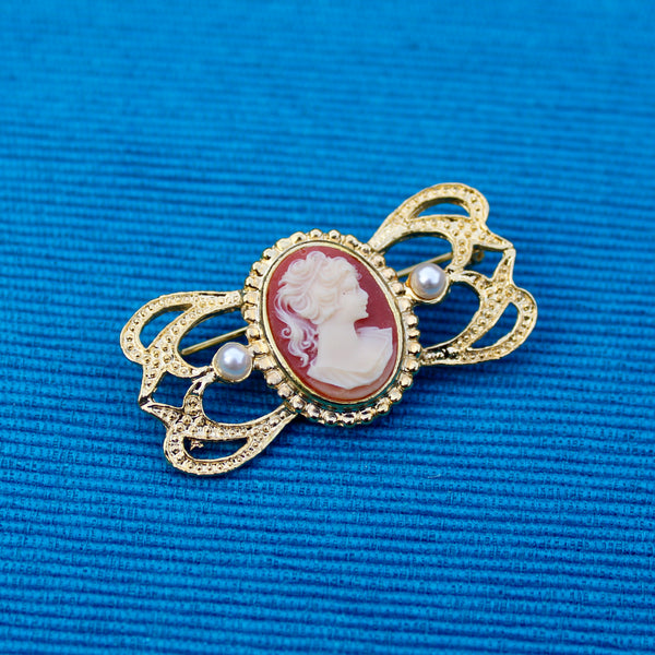 Cameo and Pearl Brooches