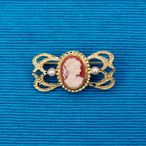 Cameo and Pearl Brooches