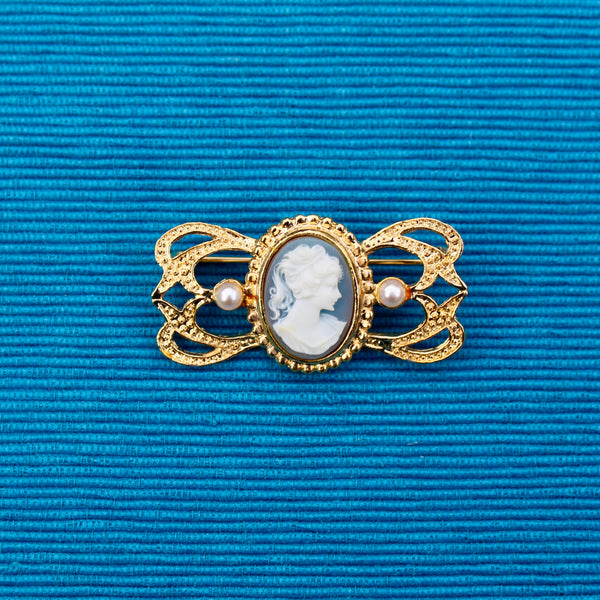 Cameo and Pearl Brooches