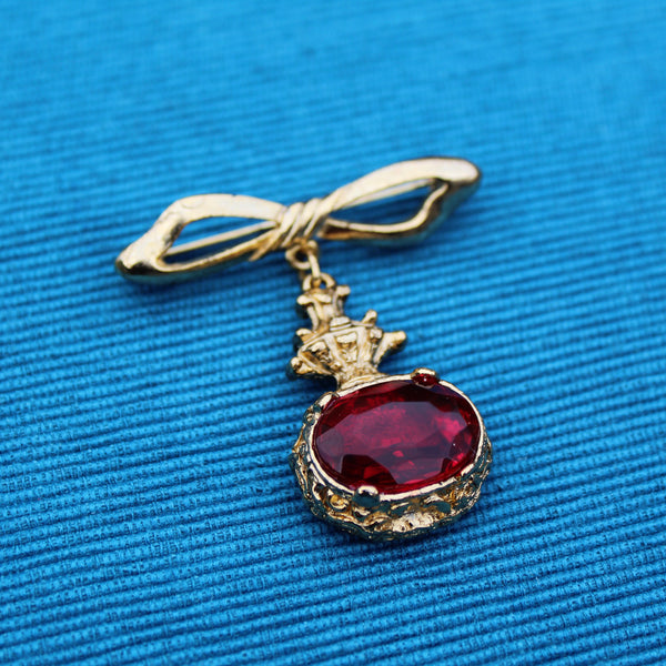 Red Drop Bow Brooch