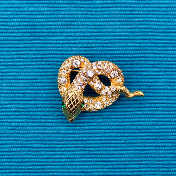 Rhinestone Snake Brooch