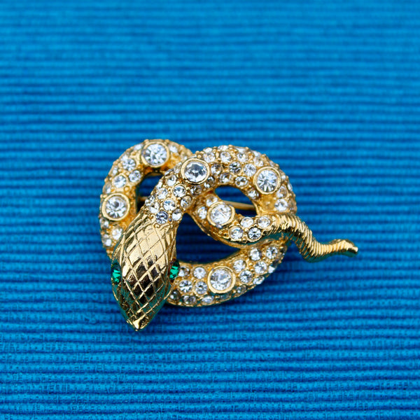 Rhinestone Snake Brooch