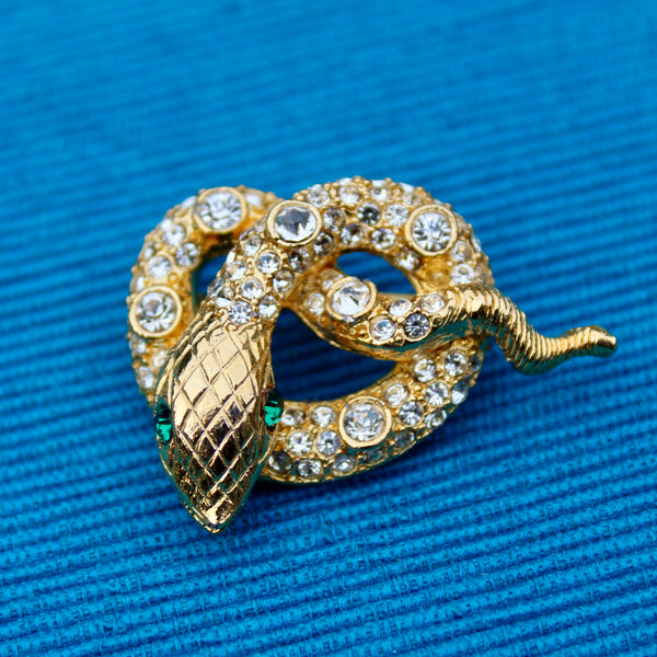 Rhinestone Snake Brooch