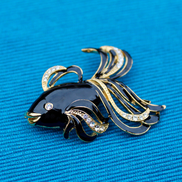 Black Tropical Fish Brooch