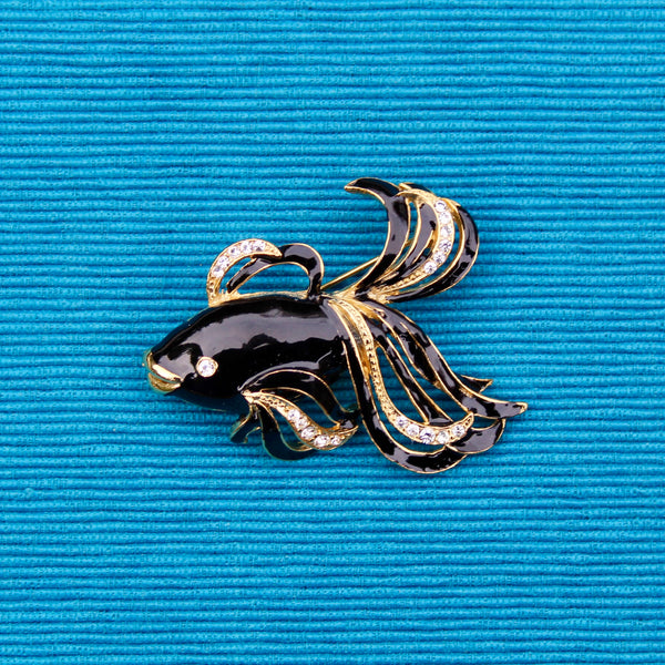 Black Tropical Fish Brooch