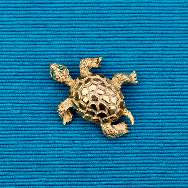 Gold Turtle Brooch
