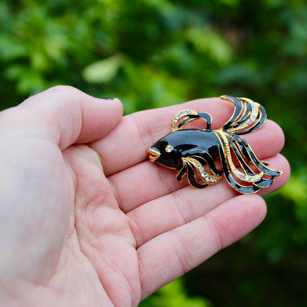 Black Tropical Fish Brooch