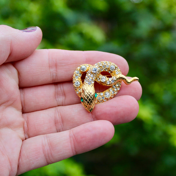 Rhinestone Snake Brooch