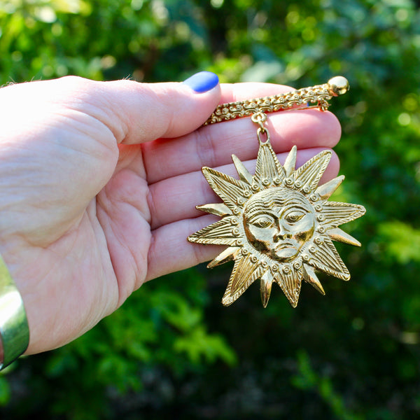 Gold Sun from Bar Brooch