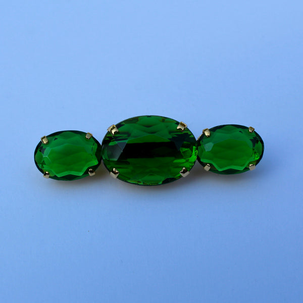 80s Deco Green Trio Brooch