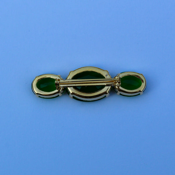 80s Deco Green Trio Brooch