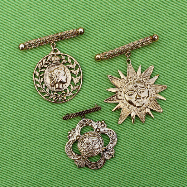 Gold Sun from Bar Brooch