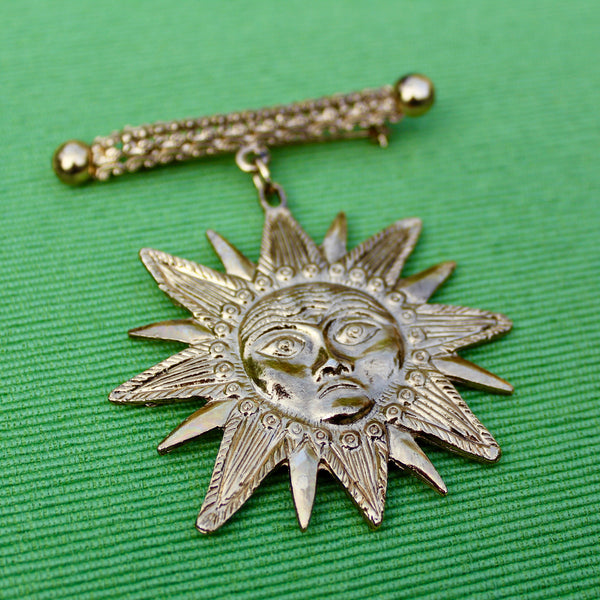 Gold Sun from Bar Brooch