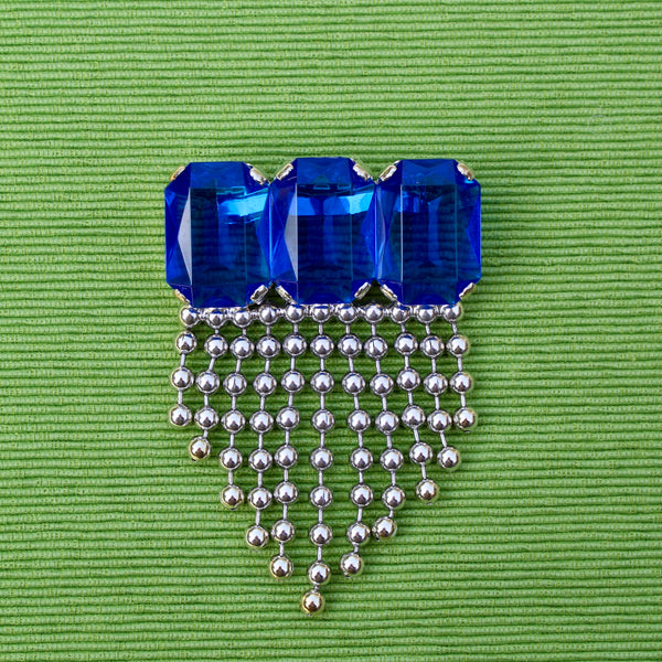 80s Deco Silver Blue with Chains