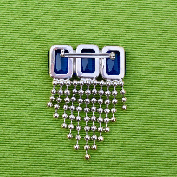 80s Deco Silver Blue with Chains