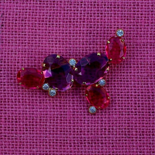 80s Deco Fuchsia and Violet II Brooch