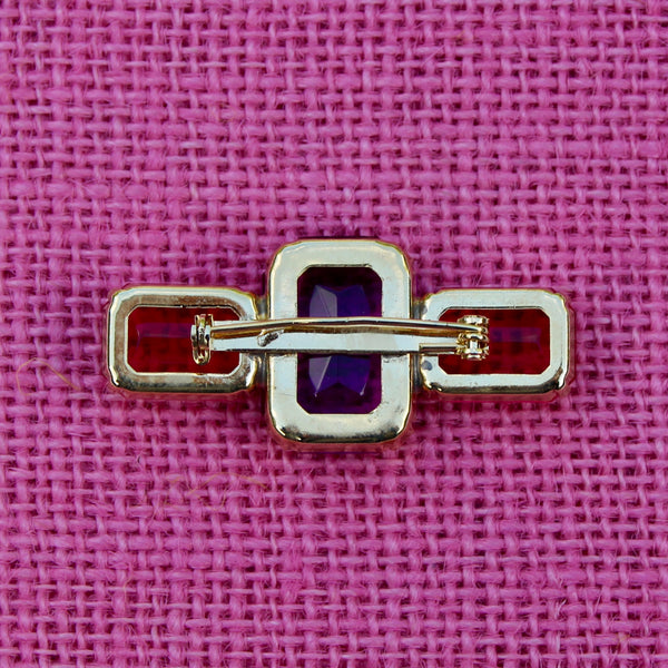 80s Deco Violet and Fuchsia Duo Brooch