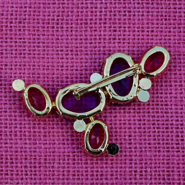 80s Deco Fuchsia and Violet II Brooch
