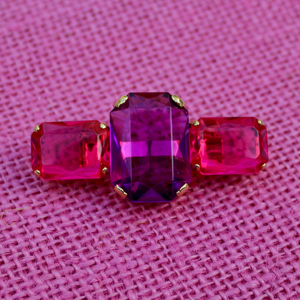 80s Deco Violet and Fuchsia Duo Brooch