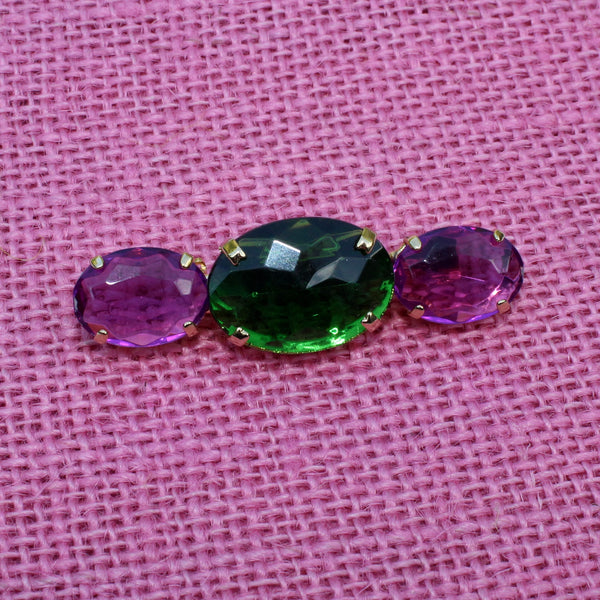 80s Deco Green and Pink Trio Brooch