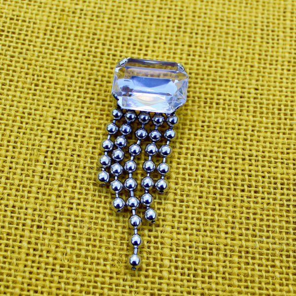 80s Deco in Clear Brooch