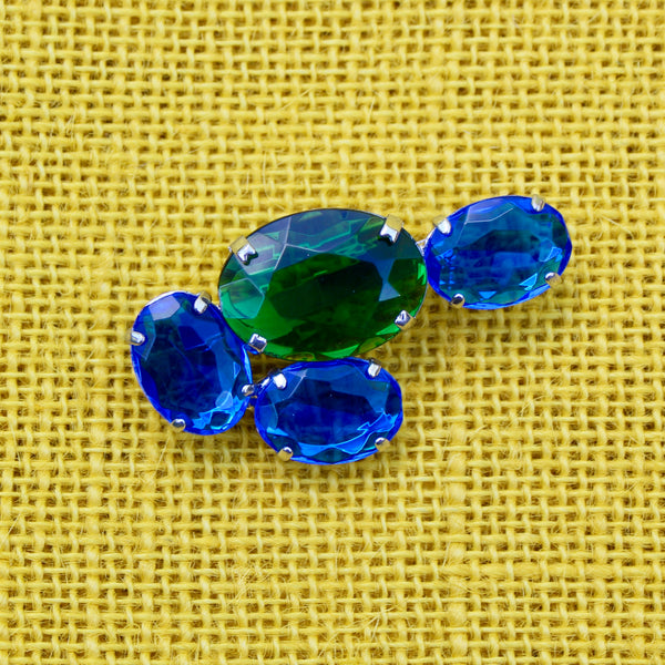 80s Deco Green with Blue Brooch