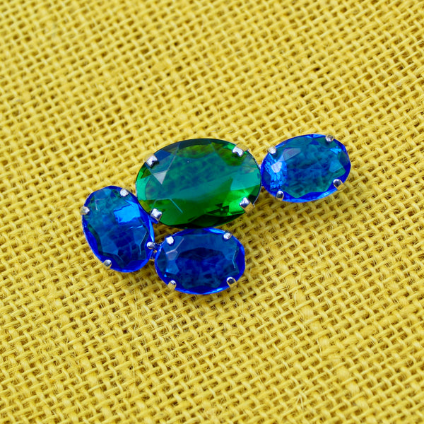 80s Deco Green with Blue Brooch