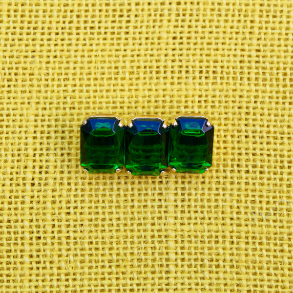 80s Deco Triple Green Brooch