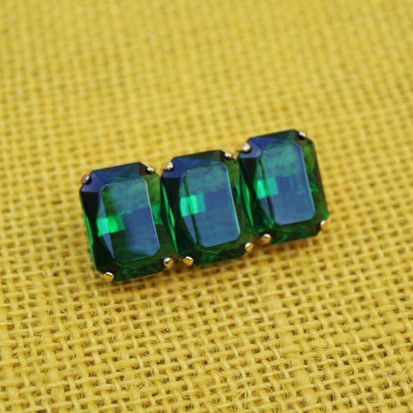 80s Deco Triple Green Brooch