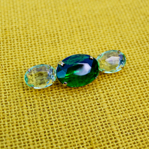 80s Deco Green and Mint Trio Brooch