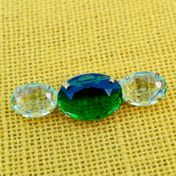 80s Deco Green and Mint Trio Brooch