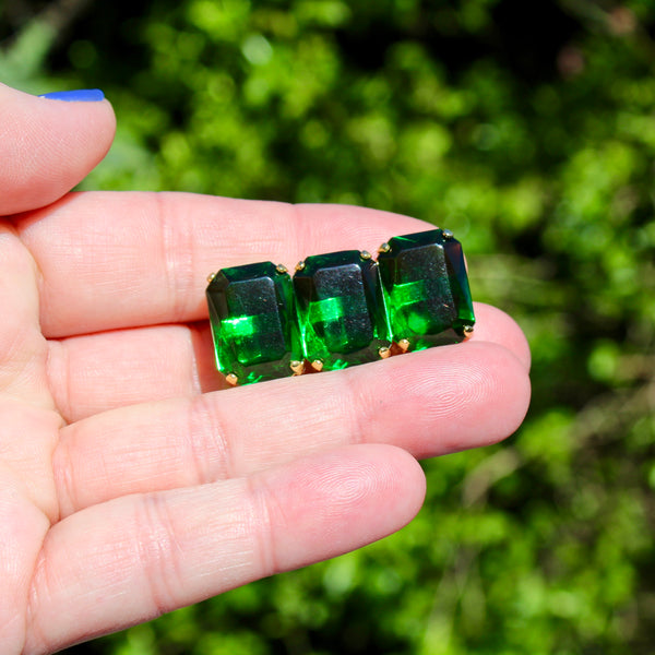 80s Deco Triple Green Brooch