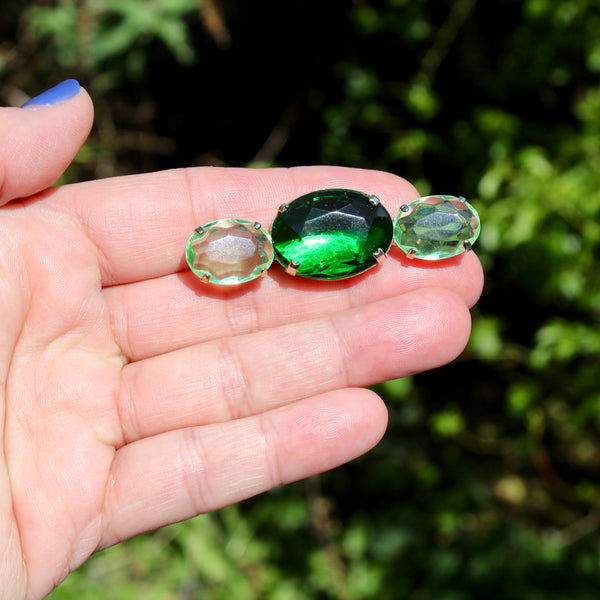 80s Deco Green and Mint Trio Brooch