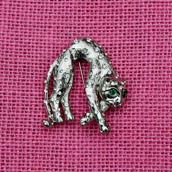 Green Eyed Leopard Brooch