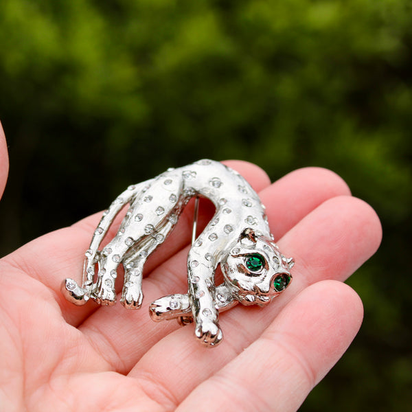 Green Eyed Leopard Brooch