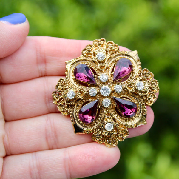 Purple and Gold Gothic Brooch II