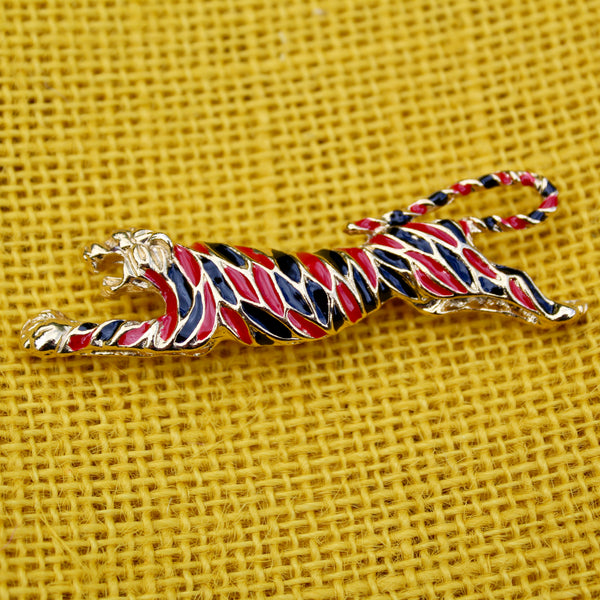 Running Red Tiger Brooch