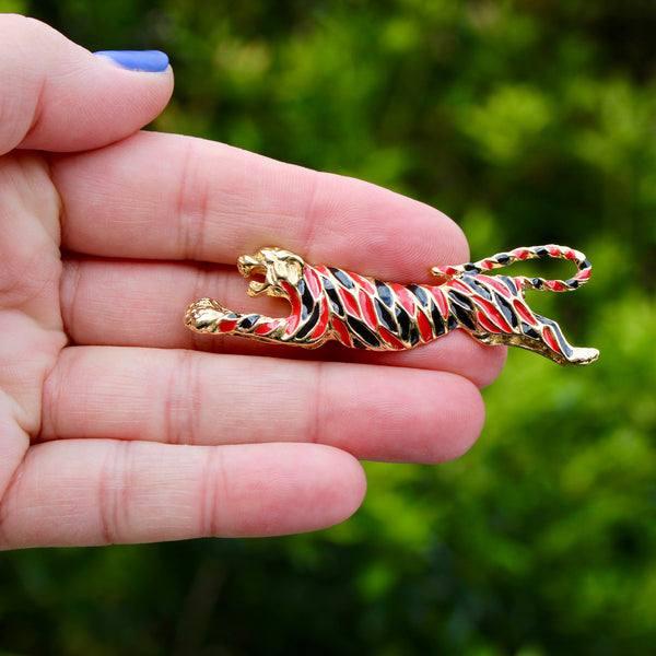 Running Red Tiger Brooch