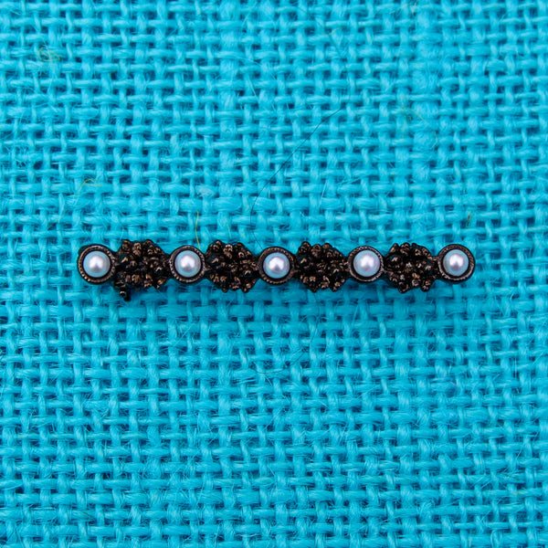 Antiqued Five Pearl Bar Pin