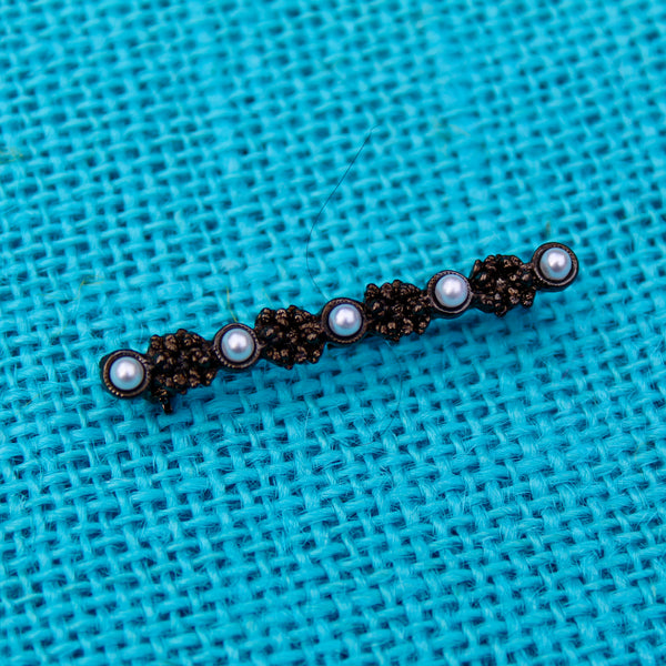 Antiqued Five Pearl Bar Pin