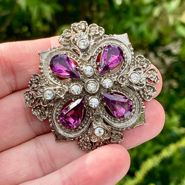 Purple and Silver Gothic Brooch II