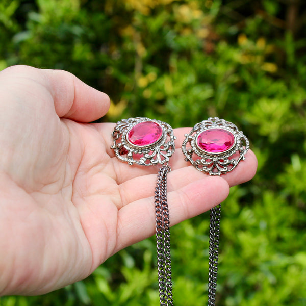 Dark Silver Bubble Gum Pink Jewel Doublet Regency Brooch