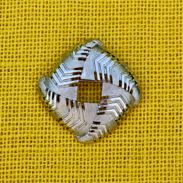 Modern Square Silver Chevron Brooch